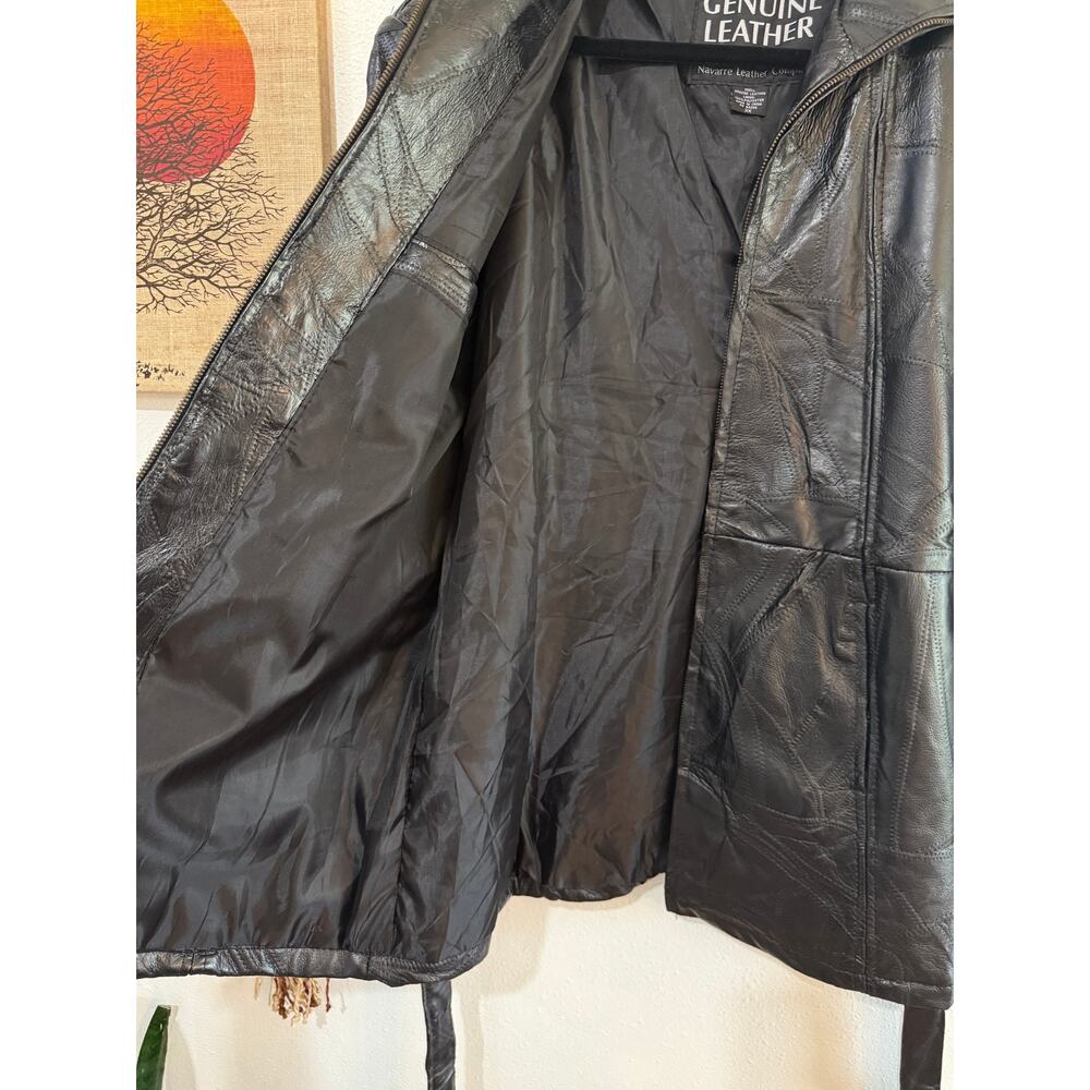 Y2k Black Patchwork Leather Jacket - image 8